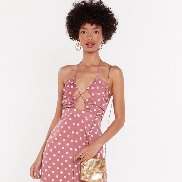 Nasty Gal Pants - Polka dot halter jumpsuit